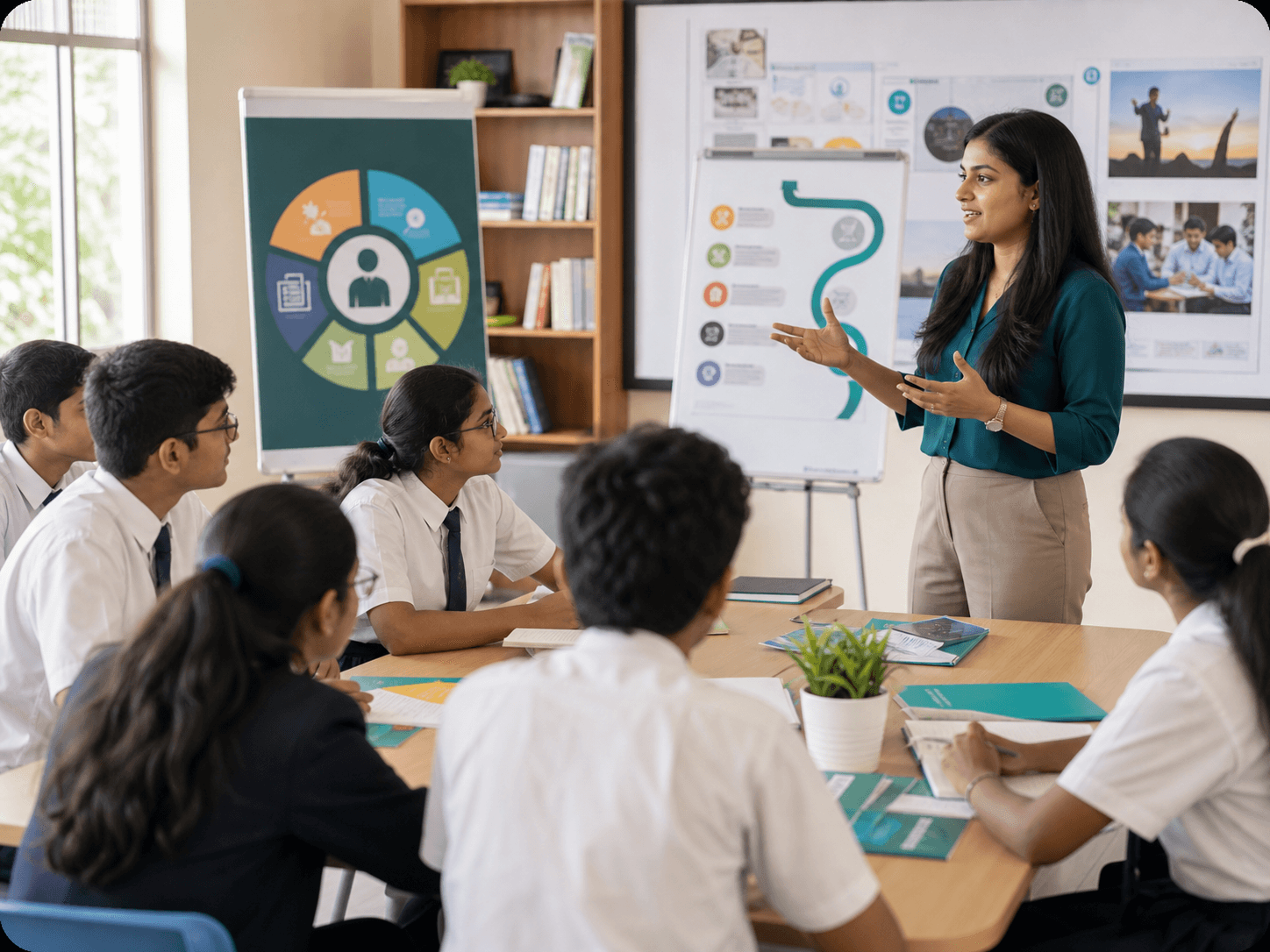 Career counsellor leading a student workshop